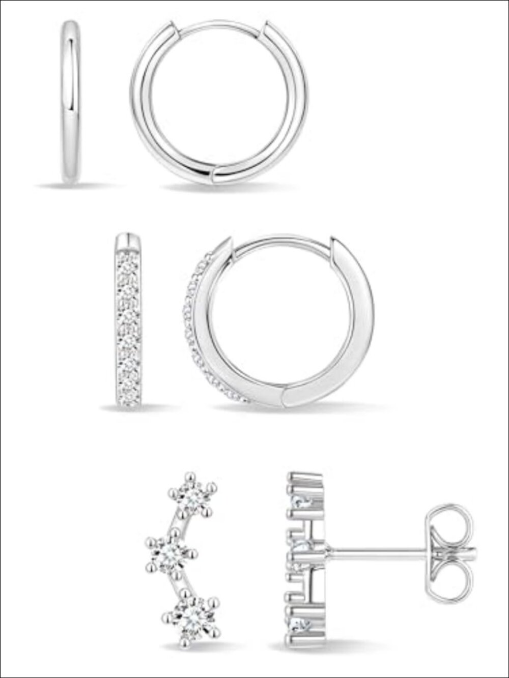 Sterling Silver Huggie Hoop Earrings Set 14K Gold Plated Small Hoops Women
